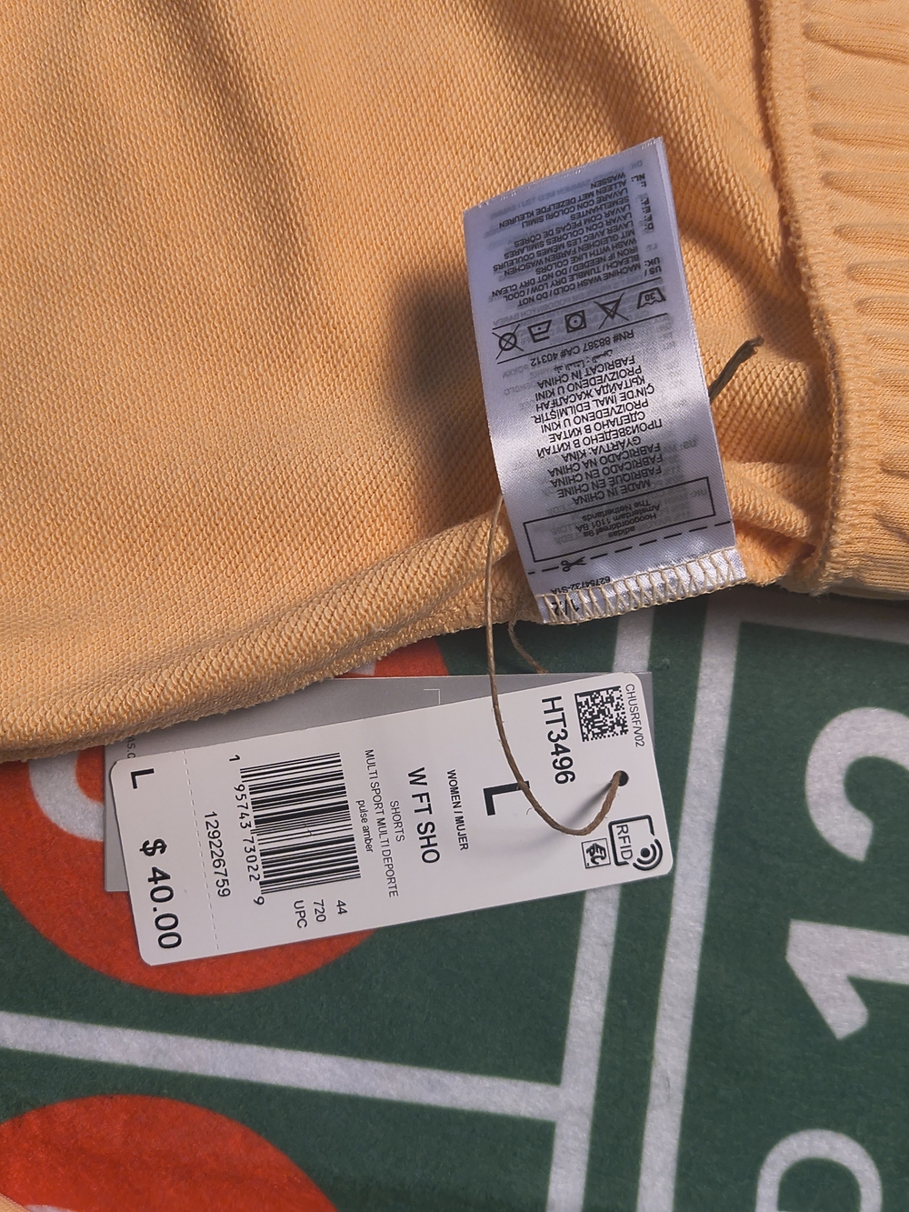 NWT Adidas French Terry Athletic Shorts Women Large Pulse Amber Orange MSRP $40 - Picture 6 of 8